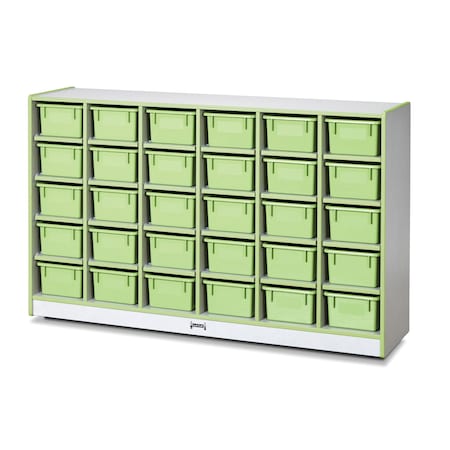 Jonti-Craft Rainbow Accents 30 Cubbie-Tray Mobile Storage, with Trays, Key Lime Green 0431JCWW130